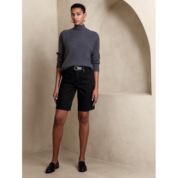 Banana Republic Pants - Banana Republic | Bermuda Denim Short 28/6 Black High Rise Stretch Summer Fall